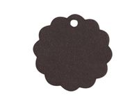 Qingsun 100pcs Crafts Hang Tags Scalloped Round Wedding Kraft Paper Tag Lolly Bag Bonbonniere Favor Gift Tags(Black)
