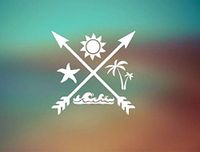 CELYCASY Beach Life Summer Fun Decal Wave - Starfish - Palm Tree - Sun Icon - Car Sticker - Laptop Decal - Laptop Sticker
