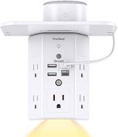 Multi Plug Outlets, Wall Outlet Extender with Night Light and Outlet Shelf, 5-Outlet Surge Protector Power Strip with 4 USB Ports, USB C Wall Charger, Outlet Splitter Wall Plug Extender, 1800J