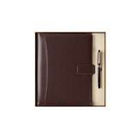 8HAOWENJU Business Gift Notebook, Gift Box Set, Thickened Simple Notepad, Company Work Meeting Record Book, Creative Stationery Leather Loose-Leaf Book, Best Gift (Color : Brown Set, Style : A5)