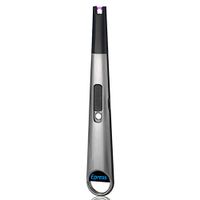 Epress USB Rechargeable Candle Lighter with a Hook, Multi-Purpose Windproof Flameless Electronic Arc Lighter – (Silver)