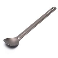Urnanal Portable Titanium Long Handle Spoon, Lightweight Titanium Construction Flatware Suitable for Outdoor Picnic Cooking Camping Backpacking