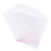Pandahall 100pcs 8.27x5.51inch OPP Cellophane Rectangle Resealable Transparent Clear Plastic Poly Bags Self Adhesive Seal Closure Bakery Candy Soap Cookie Jelly Chocolate Package with Hole 21x14cm