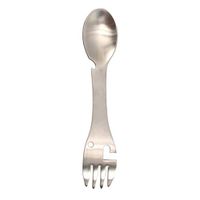 VOSAREA Stainless Steel Fork Spoon Fork Bottle Can Opener Portable Camping Tool(Silver)