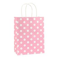 Gift Bags 25Pcs 8x4.75x10.5 Inches BagDream Shopping Bags, Paper Bags, Kraft Bags, Retail Bags, Holiday Party Bags, Pink Dot Paper Bags with Handles, Pink Paper Gift Bags