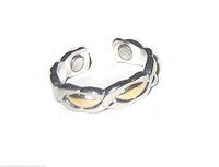 Beautiful Copper Magnetic Ring Adjustable Goldtone Rain Drops Silvertone Swirly Twisted Designs