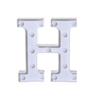 QIUUE 26 Letters LED Lights - Alphabet LED Letter Lights Light Up White Plastic Letters Standing Hanging A-N (H)