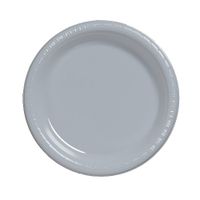 Creative Converting Touch of Color 20 Count Plastic Banquet Plates, Shimmering Silver