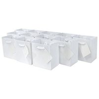 4x2.75x4.5" 12 Pcs. Extra Small White Premium Quality Paper Gift Bags with Handles, Party Favor Bags for Birthday Parties, Weddings, Holidays and All Occasions