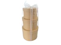 LAC Design Nested Boxes - Set of 3 for Baby Shower, Weddings, and Any Party (Round Craft Brown)