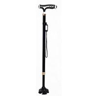 XIZH Trekking Pole - Magnetic Therapy Stick Aluminum Alloy Lamp Massage Old Man Cane Four Feet Power Telescopic Cane,Black