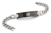 Stainless Steel Black Plate Medical ID Bracelet (Free Engraving)