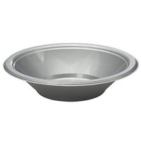 Exquisite Plastic Dessert/Salad Plates - Solid Color Disposable Plates - 100 Count (Bowls - 12 oz, Silver)