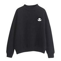 Hypothesis_X Women's Panda Hooded Sweatshirt Cute Crop Top Hoodies Pullover Tops Sweatshirt Black