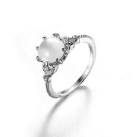 YouCY Leaf Opal Ring Engagement Ring Round Ring Jewelry Christmas Birthday Proposal Gift Bridal Engagement Party For Women Girl(Size 6-10),Size 10