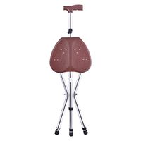 Xqr Cane Seat Crutches Height Adjustment Crutches Seat Walker Non-Slip Folding Lightweight Stool Square Foot Stool Massage Crutches Seat Aluminum Crutches Travel Assistance for The Elderly,Brown