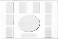 24x36 White Collage 10 Opening w/ Text Opening Picture Mats with White Core, Bevel Cut