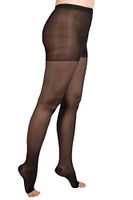 EvoNation Women's USA Made Open Toe Compression Pantyhose 20-30 mmHg Firm Pressure Medical Quality Ladies Waist High Sheer Support Stockings - Best Circulation Panty Hose (XL, Black)