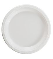 Exquisite Plastic Dessert/Salad Plates - Solid Color Disposable Plates - 100 Count (9 Inch, White)