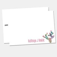 Personalied Flat Cactus Notecard Set - 10 Customized Notecards with Envelopes - NC185