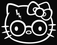 SoCool - Hello Kitty - Harry Potter - Vinyl 4" wide (Color: WHITE) decal laptop tablet skateboard car windows stickers