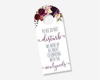 10 Pack Wedding Door Hanger Sign, Hotel Welcome Bag, Do Not Disturb Sign Red Floral (DH-556-CE) (Celebrating)