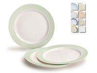 " OCCASIONS" 120 Plates Pack, Disposable Wedding Party Plastic Plates (10.5'' Dinner Plate, Rio in White & Pearled Green)