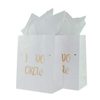 FOONEA 15 Pack I Do Crew Rose Gold Bag with Tissue Paper, Bridesmaid Gift Bag for Bachelorette Party Favors, Loot Bag, Hen Party Bag, Bridal Shower, Team Bride, 10.63 x 8.27 x 4.33 inch