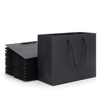 Kraft Paper Bags, Eusoar 20pcs 8.6" x3.9'' x7'' Black Kraft Paper Bags with Handles Bulk, Shopping Bags with Handles, Lunch Bags, Merchandise Bag, Party Bags, Retail Handle Bags, Wedding Bags