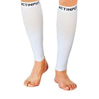 Calf Compression Sleeves (20-30mmHg) for Men & Women- Leg Compression Socks for Shin Splint,Running,Medical, Travel, Nursing (White, Large)