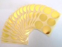 Minilabel 80 Labels , 25mm Diameter Round , Plastic / Vinyl Colour Code Stickers Shiny Gold