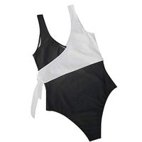 Women's Sexy One Piece Bikini Floral Swimsuit Patchwork Swimwear Beachwear Set Black