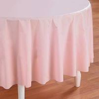 3 Each: Baby Pink Plastic Heavy Weight Table Cover 84" Round