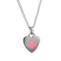 My Identity Doctor Custom Engraved Medical Alert Necklace, 316L Steel - Pink