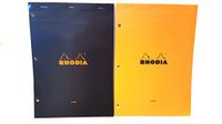 Rhodia Staplebound Black and Orange 8.25 X 11.75 Lined with Margin 3 Hole Punched Notepad, Pack of 2