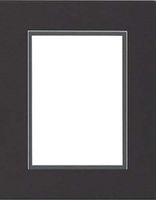 22x28 Double Acid Free White Core Picture Mats Cut for 18x24 Pictures in Black and Slate Grey