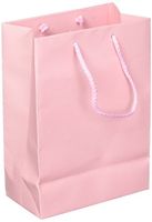 10 pcs Medium Matte Pink Shopping Paper Gift Sales Tote Bags with Blank Message Tag 4.75" x 2.5" x 6.75"