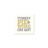 C.R. Gibson 3-Ply Beverage Napkins Pack of 20, Thanksgiving Turkey, Pie, Wine Oh My!