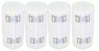 Nexskin 4" Organic Latex Free American Cotton - Comfort Elastic Bandage with Clip Fasteners - White, 4 Pack