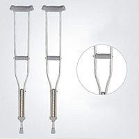 Sisyria Durable Underarm Walking Crutches with Comfort Handgrips Soft Axilla Support Non-Slip Tips, 9 Gears Adjustable 115-135cm Walking Sticks