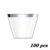 Hasde Home and Living Disposable Gold Rim Plastic Wine Champagne Glasses for Parties Wedding Buffets 25pcs/50pcs/100pcs