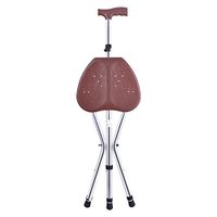 Folding Canes Seat Walking Stick Height Adjustment 221lbs Capacity Combo Chairs Stool Deluxe Massage Crutches Seat Aluminum Walking Stick Travel Aid for Elder Gift Brown