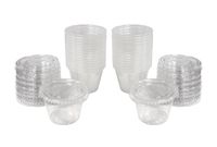 Pack of 32 Plastic Gelatin Cups with Lids 2.5 Oz