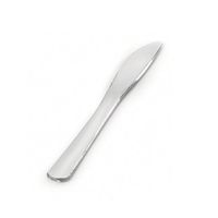 Fineline Settings 6077, Silver Secrets Plastic Heavyweight Knives, Disposable Take Out Catering Cold Hot Food Knives (576)