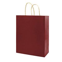 Red Paper Bags with Handles Bulk, Bagmad Small Size Kraft Bags 5.25x3.25x8 inch 100 Pcs Pack, Gift Bags, Party, Grocery Retail Shopping Bags, Wedding, Craft Bags, Cub Sacks (Red 100Pcs)