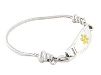 Women's Medical Alert ID Bracelet - Beaded Pan-Dorra Type, Custom Engraving Included - Gold, Size 7.75