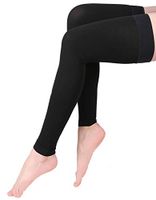 Footless Compression Stockings, KEKING Opaque Thigh High Compression Sleeves. Firm Support 20-30 mmHg Gradient Compression with Silicone Band, Treatment Swelling, Varicose Veins, Edema, Black M