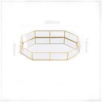 Storage Desk,Pinleg Glass Storage Basket Mesh Crate Vintage Kitchen Office Organiser Tray Golden Tray Simple Jewelry Cosmetic Decoration Retro Copper Tea Tray (Gold, B)