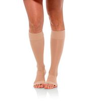 Jomi Compression, Unisex, Knee High Stockings Collection, 20-30mmHg Sheer Open Toe 233 (Small, Natural)