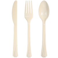 Hanna K. Signature Collection 24-Pack Solid Plastic Cutlery Combo, Ivory